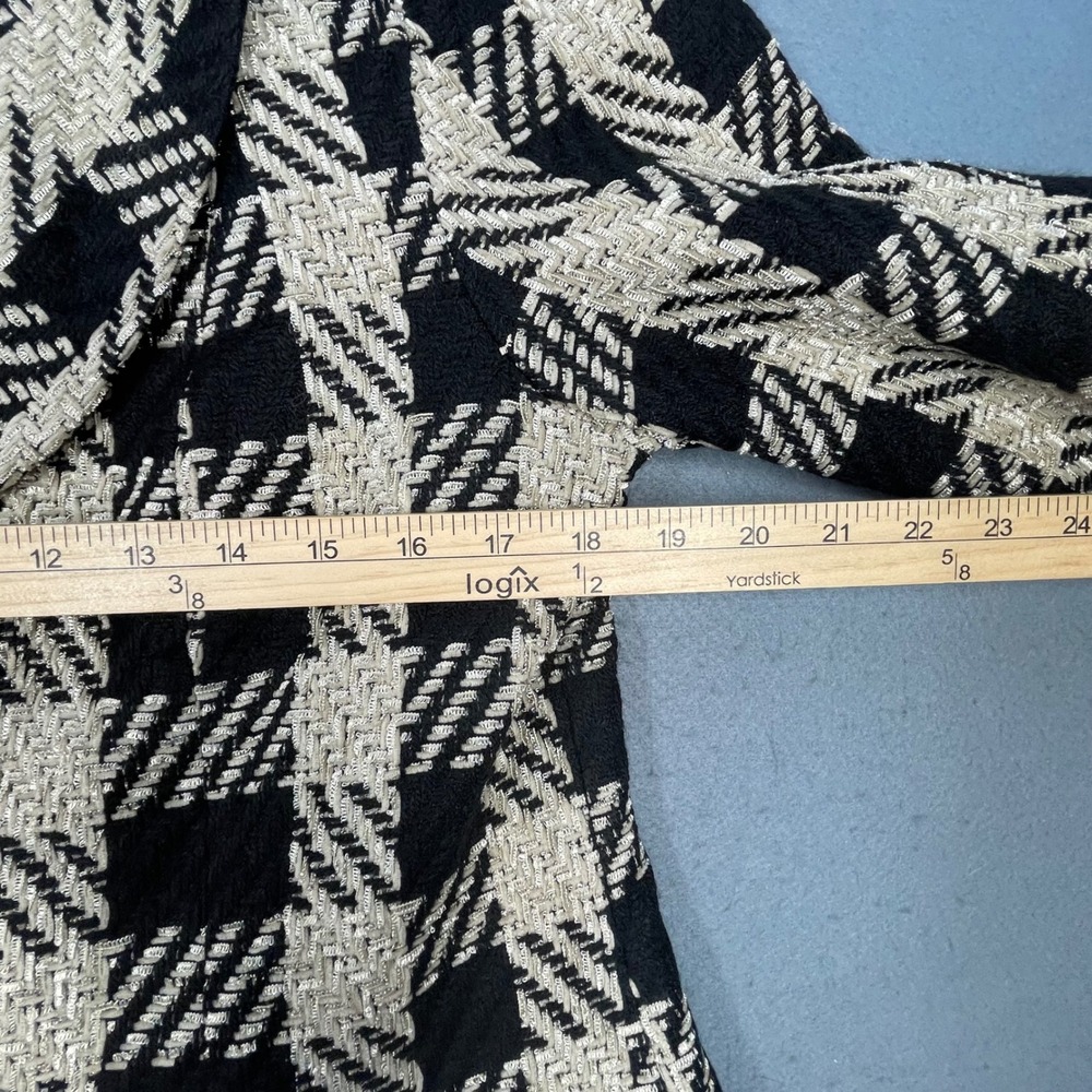 Coldwater Creek Black Ivory Checkered Textured Blazer Jacket Women Size P14 - Picture 3 of 9